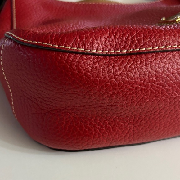 Dooney & Bourke Red Pebble Grain  Leather Hobo with Brown Leather Strap NWOT - Picture 4 of 13
